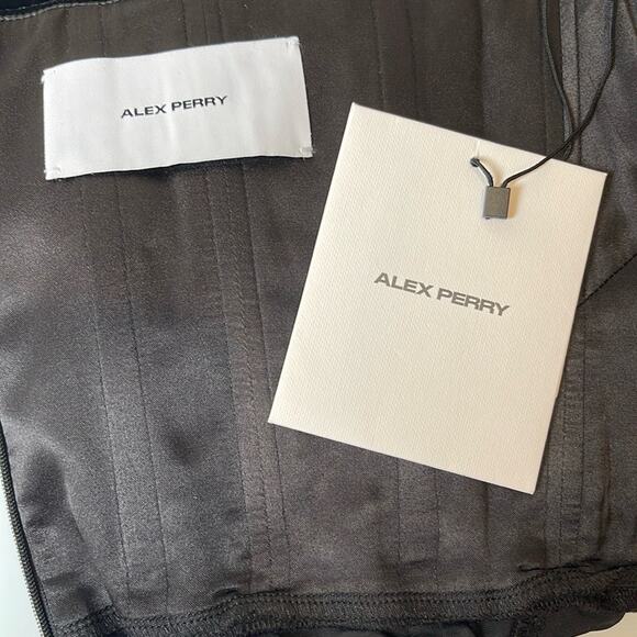 Alex Perry Strapless Sweetheart Crystal Embellished Velvet Black Mini Dress Sz 4 - Picture 7 of 9